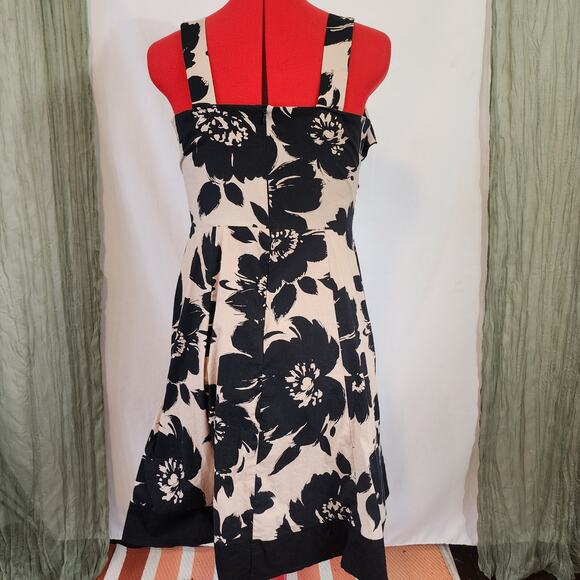 Perception New York Black Brown Fit n Flare White‎ Trap Sleeveless Dress Size 8 - Picture 5 of 8